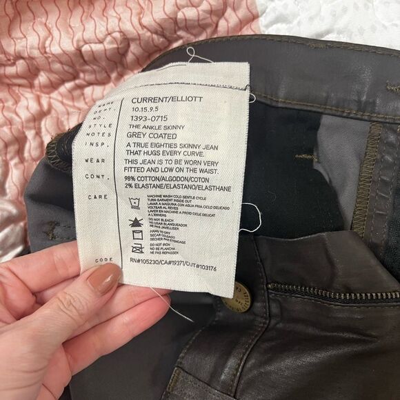 Current/Elliott Coated gray brown ankle skinny jeans 30 mid to low rise - Picture 10 of 14